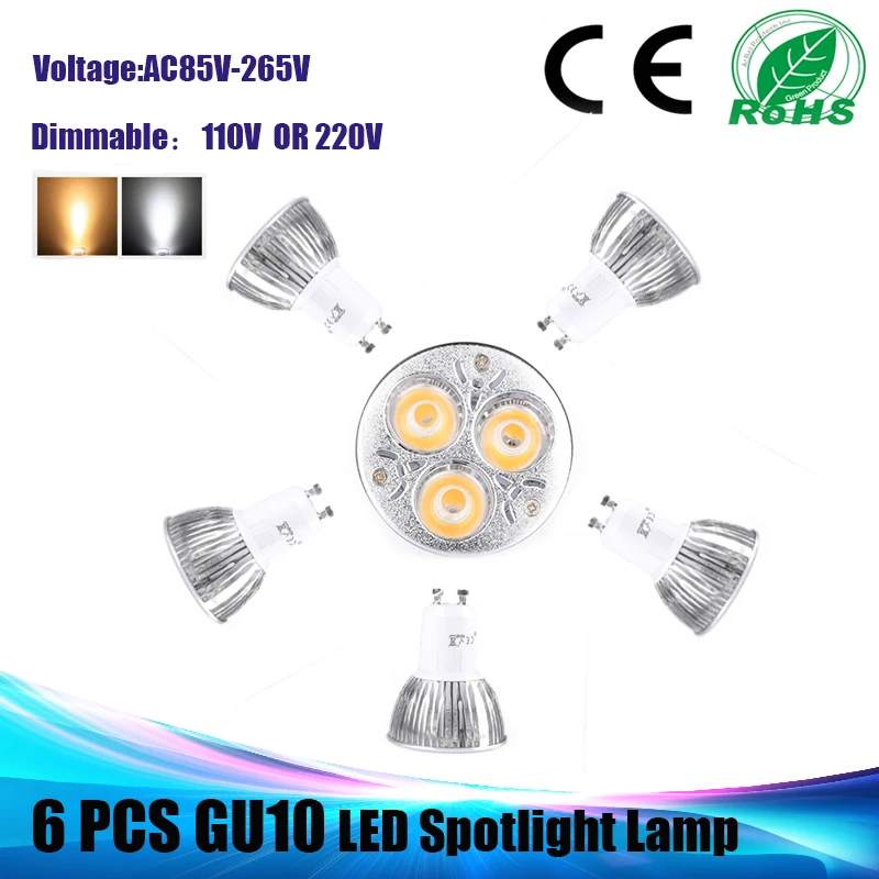 

LEDMO 6 Pack Spot Light GU10 LED Spotlight 3W 85-265V Warm White Super Bright LED Lamp Indoor Store LED Spot Light