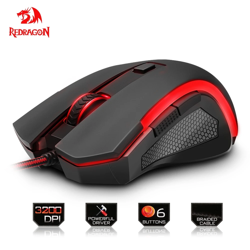 Redragon high quality USB Gaming Mouse 3200 DPI 6 buttons ergonomic design for desktop computer accessories mice gamer lol PC Redragon high quality USB Gaming Mouse 3200 DPI 6 buttons ergonomic design for desktop computer accessories mice gamer lol PC