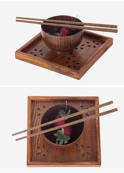 

1PC Natural Wood Serving Tray Wooden Plate Tea Food Server Dishes Water Drink Platter Storage Sakura Tray MF 022