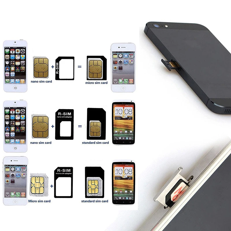 Адаптер для микро Nano SIM карты комплект коннекторов iPhone 6 7 plus 5S Huawei P8 lite P9 Xiaomi Redmi Note 4
