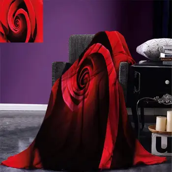 

Rose Throw Extreme Close Up of Red Rose Bloom Swirled Spiral Petals Beauty in Nature Theme Warm Microfiber Blanket