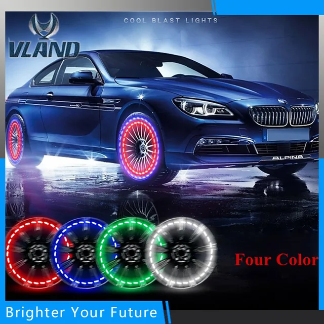 2Pcs LED Car Auto Solar Energy Flash Tire Rim Light Lamp Bright Bicycle