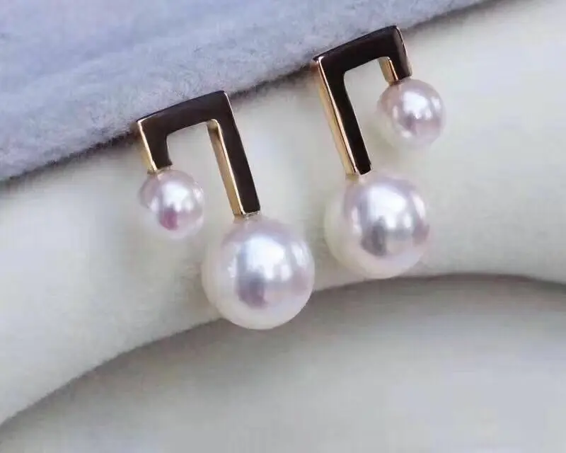 

charming 6-10mm south sea round white pearl earring 18k