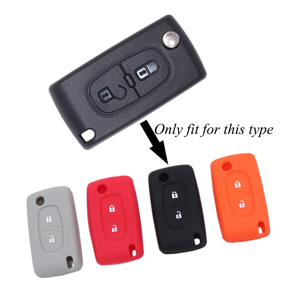 

2 buttons Silicone Car Key Case For PEUGEOT 207 307 308 407 408 For Citroen C3 C4 C4L C5 C6 Protector Cover