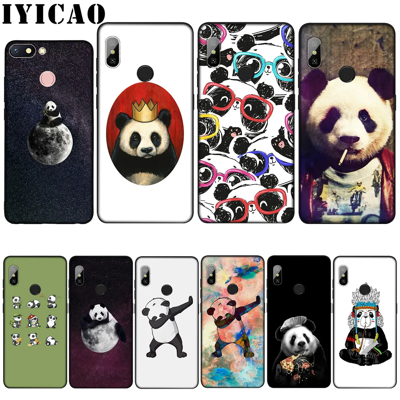 Мягкий Черный силиконовый чехол Panda Dab на EM для Xiaomi Mi 10 9 8 A3 A2 9T Pro Lite SE A1 CC9 CC9E 5X 6X |
