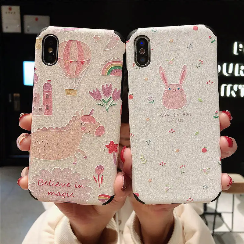 Япония и Южная Корея мультфильм милый для Iphone 66S 6P 78 78plus Xxs Xr Xsmax рельефный мягкий