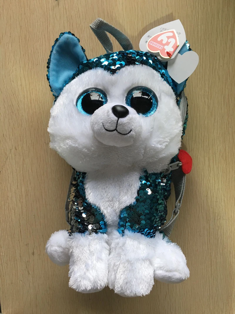 Рюкзак с блестками, плюшевая игрушка для собак хаски, 33 см, размер