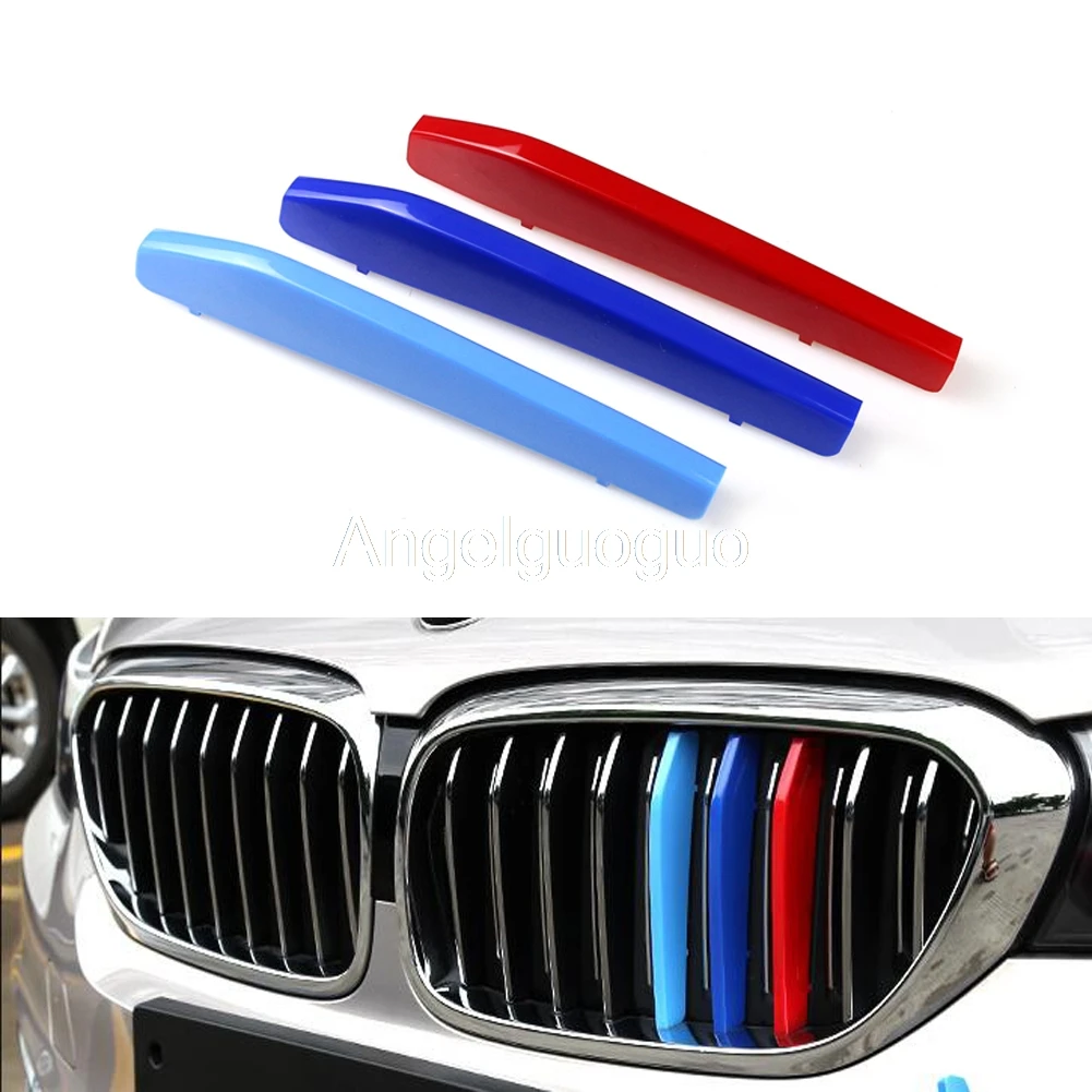 Angelguoguo 3D M Styling Car Front Grille Trim Sport Strips Cover for 2017-2018 BMW 5 Series G38 G30