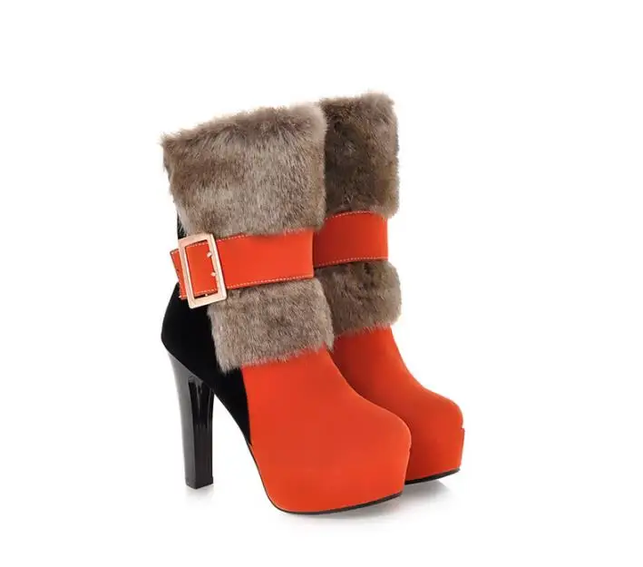 

Autumn and winter new Korean bold and Martin boots elegant fan waterproof table colouring high and boots female boots big code.