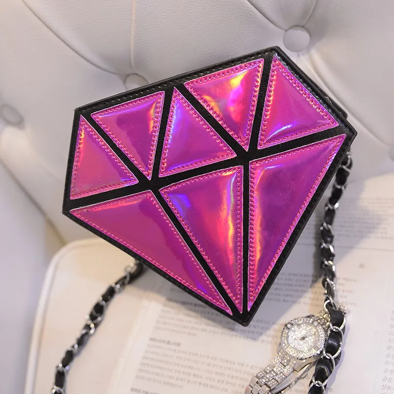Модная голограмма сумка Алмазная форма Лазерная голографическая сумка через плечо на цепочке женская сумка-мессенджер