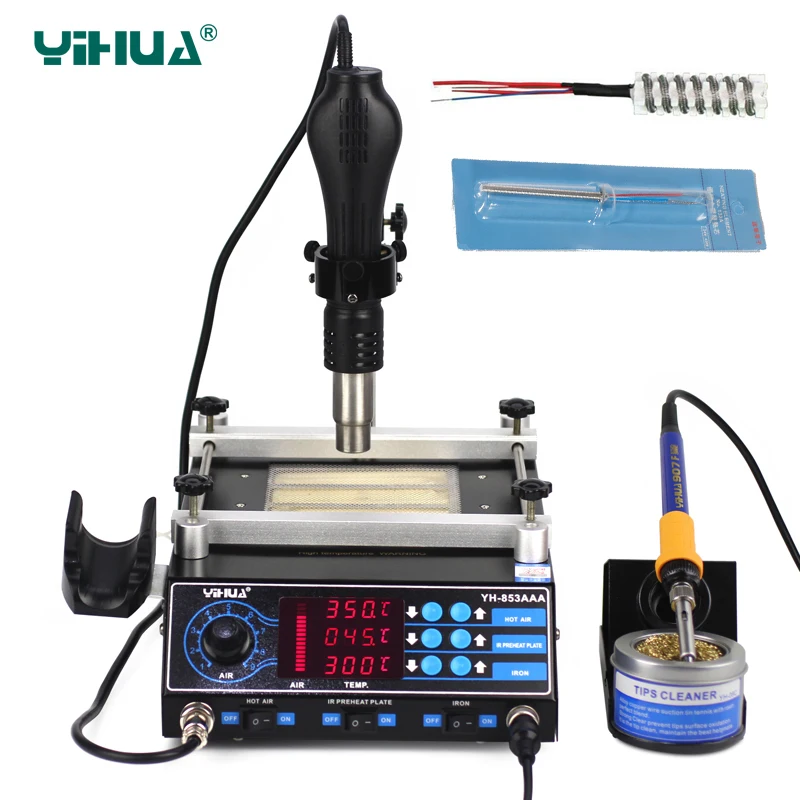 

YIHUA 853AAA BGA Rework Station SMD Hot Air Gun Soldering Irons Preheating Station 3 in 1 rework soldering stations repair tools