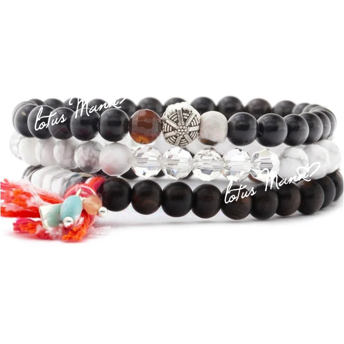 

Lotus mann howlite ebony wood mixed 3 bracelet single