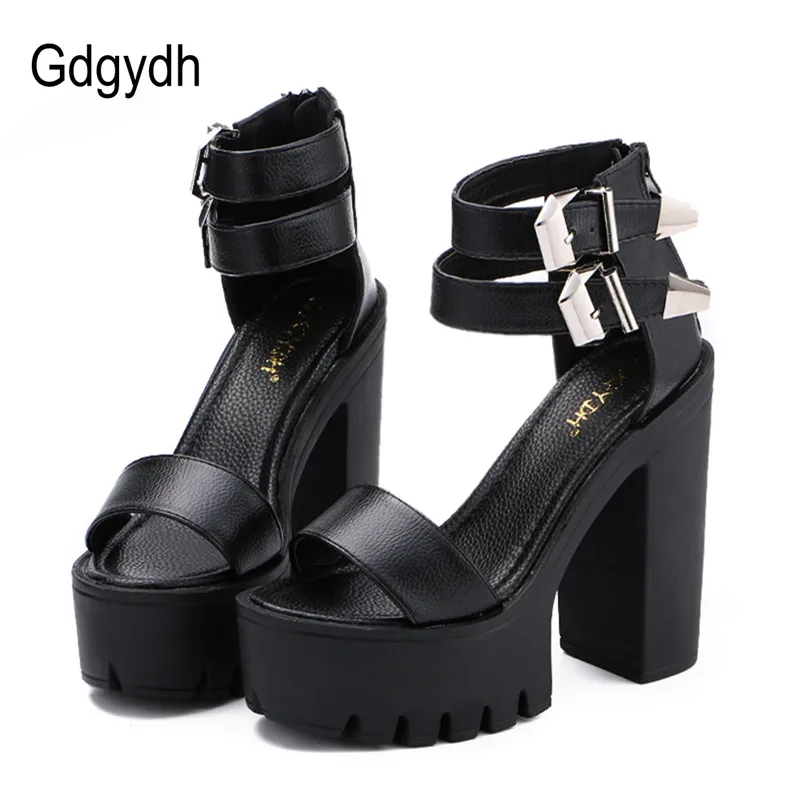 

Gdgydh High Heels Women Shoes Summer Back Zippers Fashion Buckle Platform Ladies Sandals For Russian Size 35-39 Good Quality