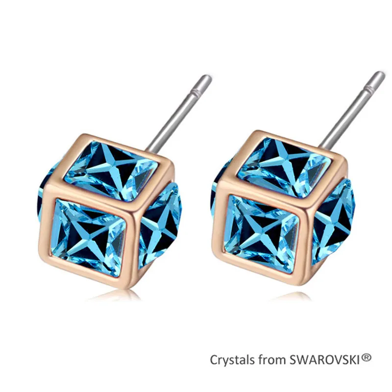 

100% Crystals from Austria Magic Cubic Stud Earrings Gold Filled Circle Piercing Earrings Women Vintage Jewelry