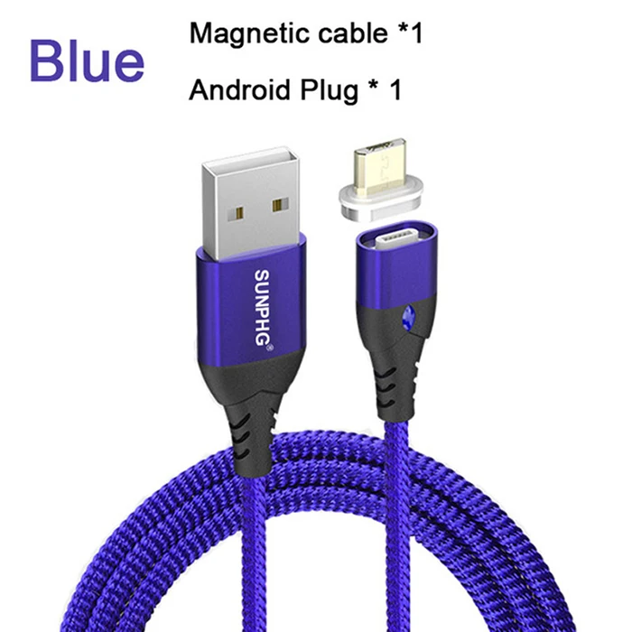 SUNPHG 1 м магнитное зарядное устройство Micro usb для samsung A7 A6 супер быстрый кабель синхронизации данных и зарядки Galaxy S7 usb кабели для мобильных телефонов - Тип штекера: blue for Android