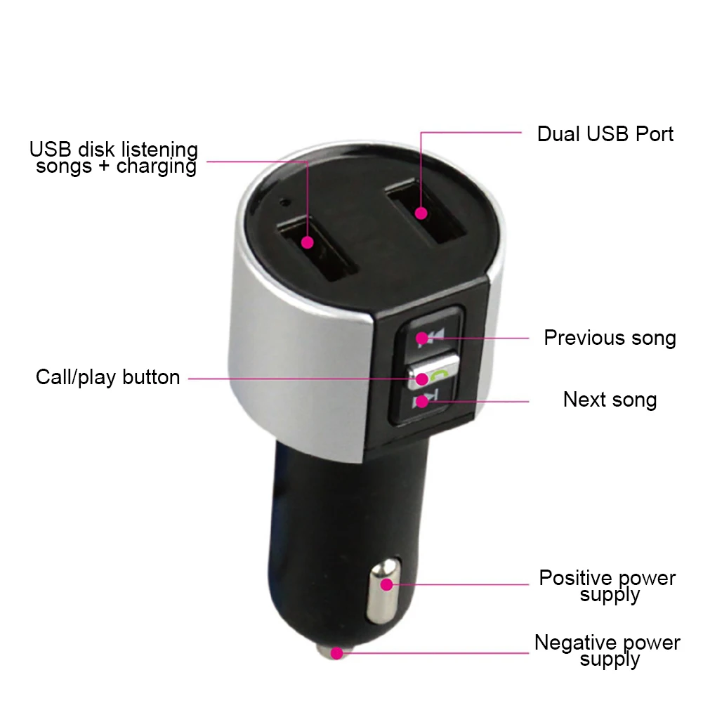 Универсальный Bluetooth беспроводной Автомобильный MP3-плеер адаптер Автомобильное зарядное устройство с двумя usb-портами