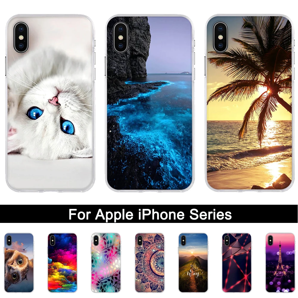 Чехол-накладка из ТПУ для iPhone 6 6s 7 8 силиконовый чехол 5 яркий мягкий чехлы сумки X 10