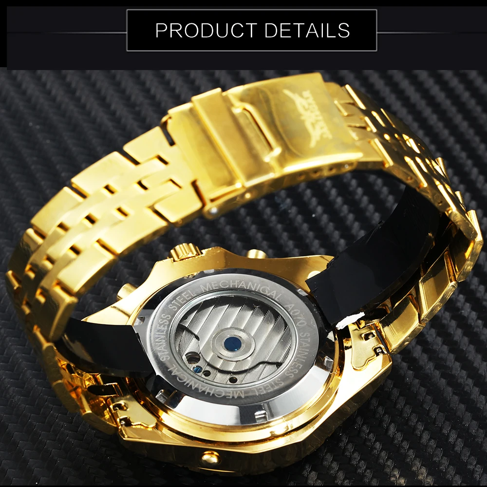 Мужские часы в стиле хип-хоп, автоматические механические часы с календарем, мужские часы от ведущего бренда, роскошные часы с турбийоном, золотой, в стиле панк, Стальные наручные часы