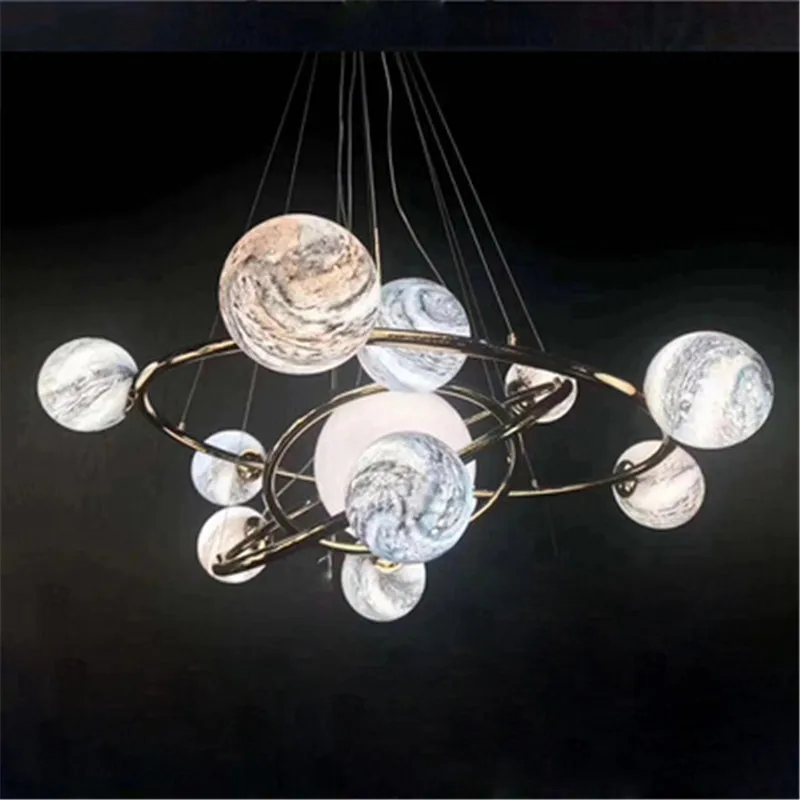 

Modern Earth Pendant Lights Glass Planet LED Glass Pendant Lamps For Restaurant Hotel Bedroom Living Room Pendant Lighting B196