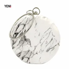 Для женщин сумка Марка Мода Круглый бумажник чернил печати леди сумка кольца Портативный Crossbody Мрамор клатчем