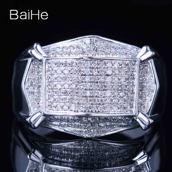 

BAIHE Solid 14K White Gold H-J/SI 0.55ct Natural Diamonds Engagement Wedding Ring Man Fine Jewelry Diamond Ring