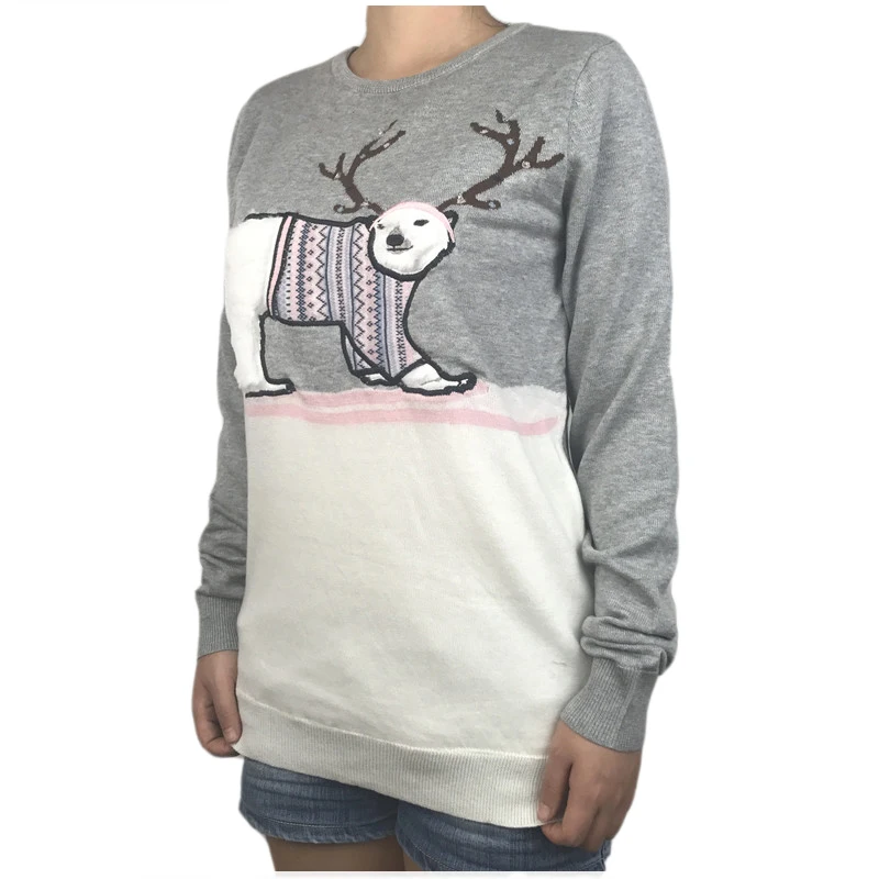 Funny Light Up Ugly Christmas Sweater for Women Kawaii Fuzzy Fluffy Poly Bear Patterned Xmas Pullover Jumper Oversized S-4XL 4