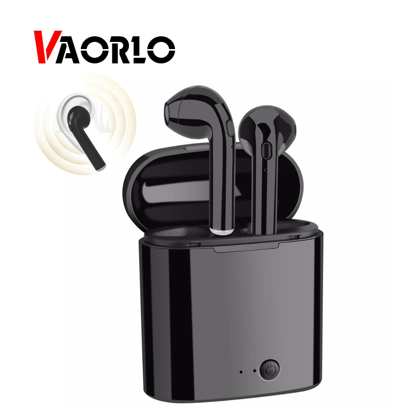 VAORLO Mini Bluetooth Earphone Wireless Earbuds TWS Stereo Sports Headphones In Ear Headset With Charging Box I7S for Iphone X 8