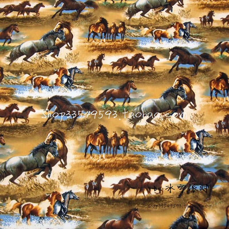 Ширина 105 см лошадь ткань хлопок ткань Pentium Horse печатная ткань лоскутное шитье материал для Diy детская одежда