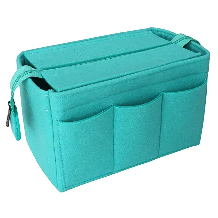 HHYUKIMI фетровая сумка-Органайзер, войлочная сумка-вкладыш для сумки, дорожная внутренняя Сумочка, портативная косметичка, подходящая для Speedy Neverfull - Цвет: Светло-зеленый