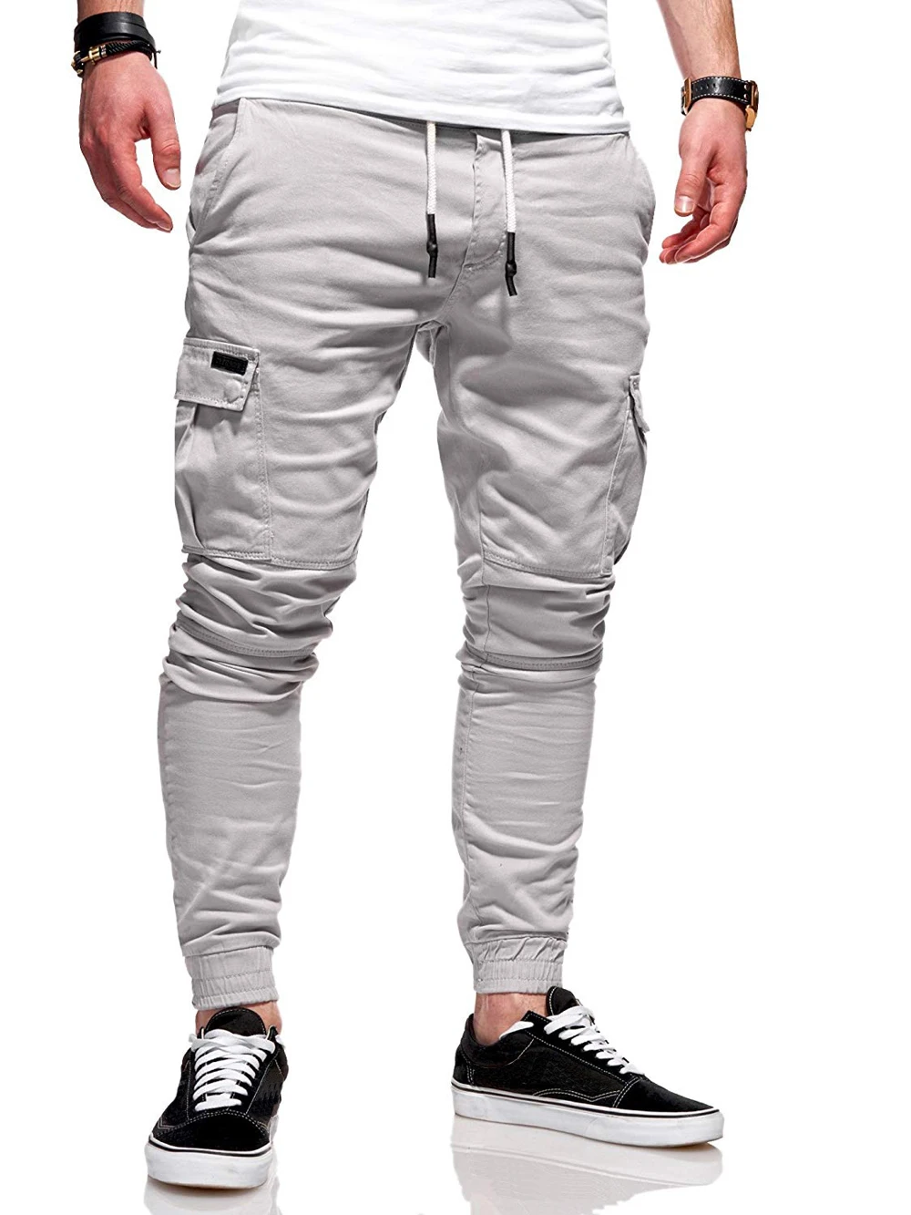 Men'S 2019 New Brand Tether Elastic Sports Trousers Long Paragraph Casual Pants Classic Three-Dimensional Patch Pocket