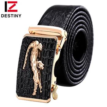 

DESTINY Designer Belts Men High Quality Male Genuine Leather Strap Luxury Famous Brand Logo Crocodile Silver Gold Ceinture Homme