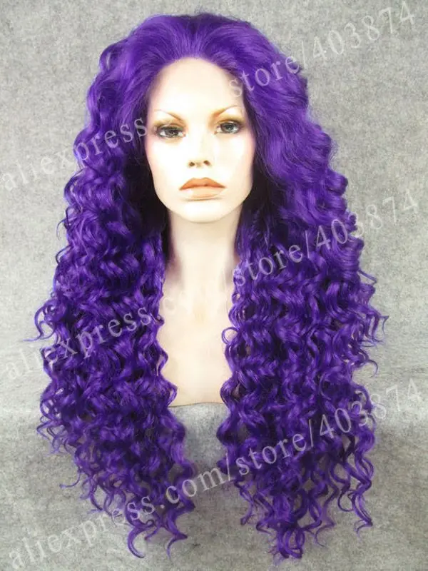 

Party Drag Queens Wig N18-3700L Purple Cosplay Lace Front Synthetic Wigs Halloween Christmas gift