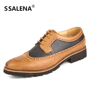 

Brogue Pointed Toe Oxfords Wedding Shoes For Men Vintage England Style Working Shoes Breathable Flats Shoes For Men AA10039