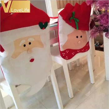 

2pcs Christmas Chair Decoration Supplies For Dining Table Home Party Colorful Nowman Shaped Chair Cover Back Seat Coverings