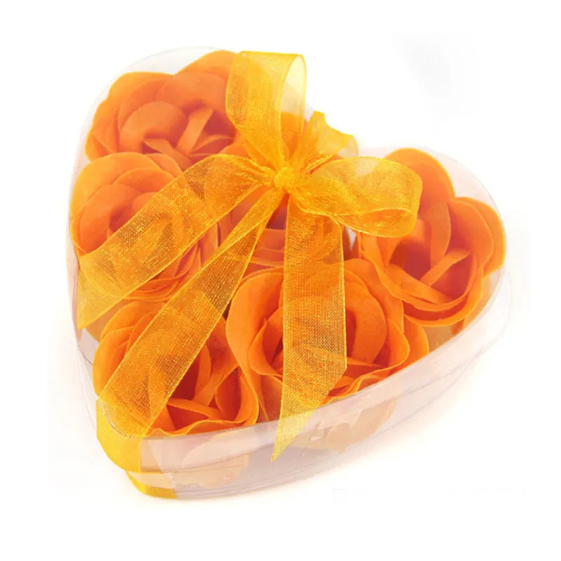 Высокое качество 1 коробка 7 цветов сердце мыло в форме розы для романтической ванны и подарок натуральный, из пищевого материала