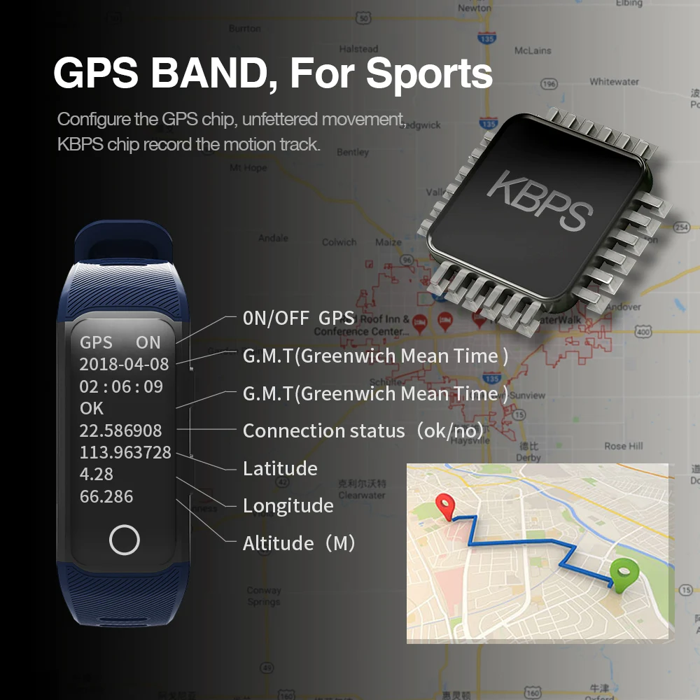 Makibes G03 Plus Color Screen Fitness Tracker Wristband IP68 Waterproof GPS+GLONASS Heart Rate Monitor bracelet Smart Band