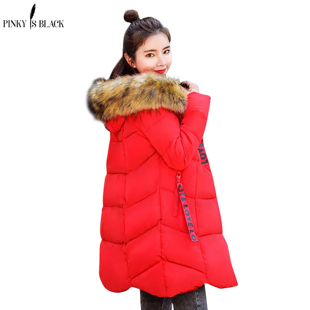 

PinkyIsBlack 2018 hooded plus size 3XL long women winter jacket fur collar warm thicken parkas cotton padded women winter coat