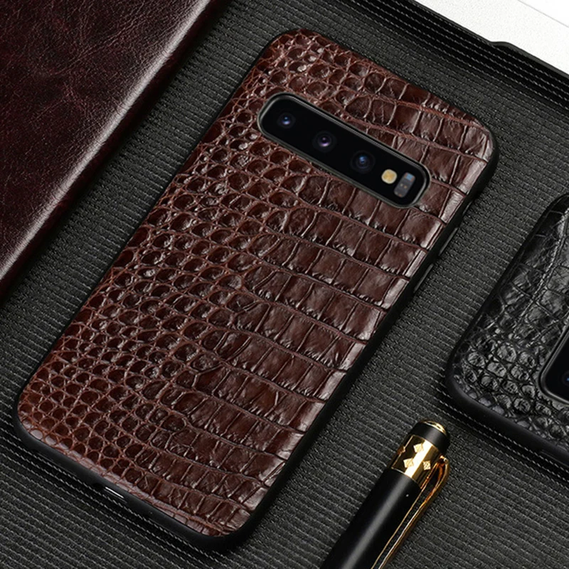 

Phone Case For Samsung Galaxy Note 9 8 S10 S9 S8 Plus S7 S6 Edge A3 A5 A7 J5 J7 2017 Real Crocodile Skin Abdomen Texture Cover