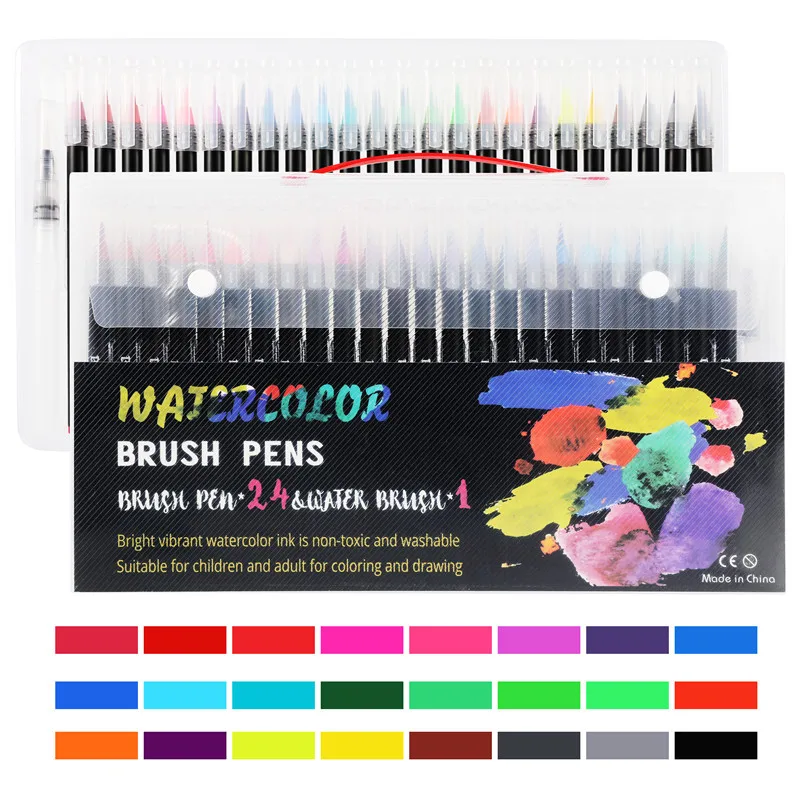 

Premium 24/48Color Painting Drawing Watercolor Soft Brush Pen Art Markers Pen Set Coloring Books Manga Comic 04360