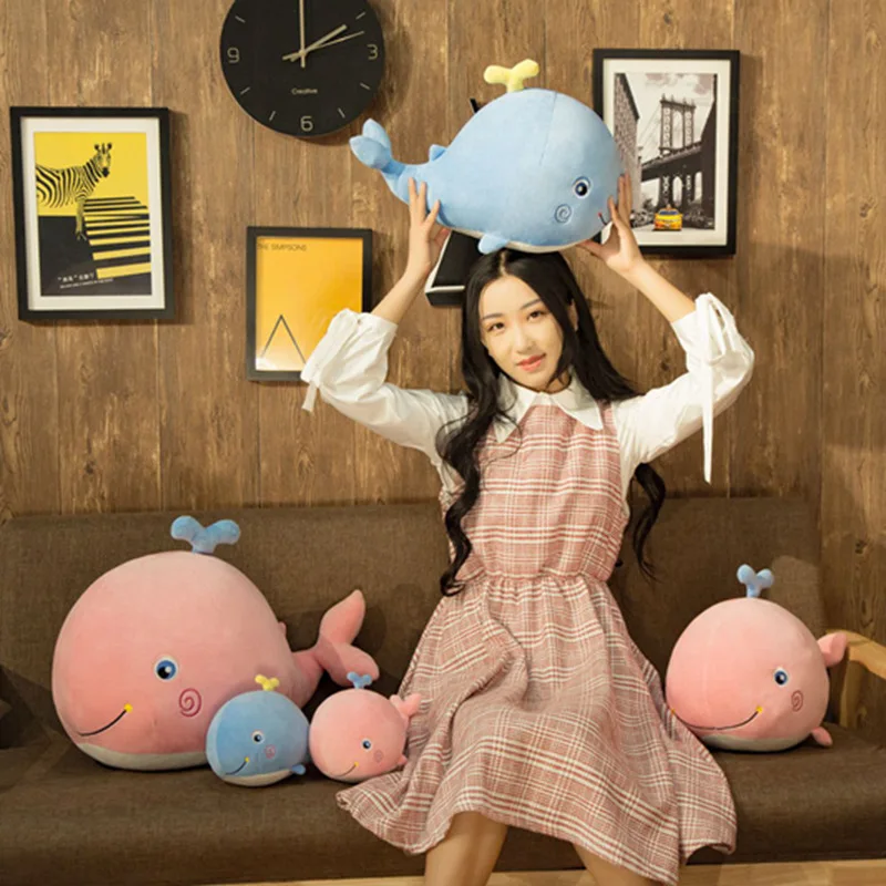 

25cm Cute Down Cotton Whale Plush Toy Super Soft Dolphin Pillow Stuffed Toys High Quality Marine life Baby Girl Birthday Gift