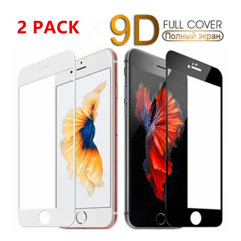 

2PCS 9D Curved Edge Tempered Glass On The For iPhone 7 8 Plus X XS Full Cover Screen Protective Glass For iPhone 7 8 6 6S Plus