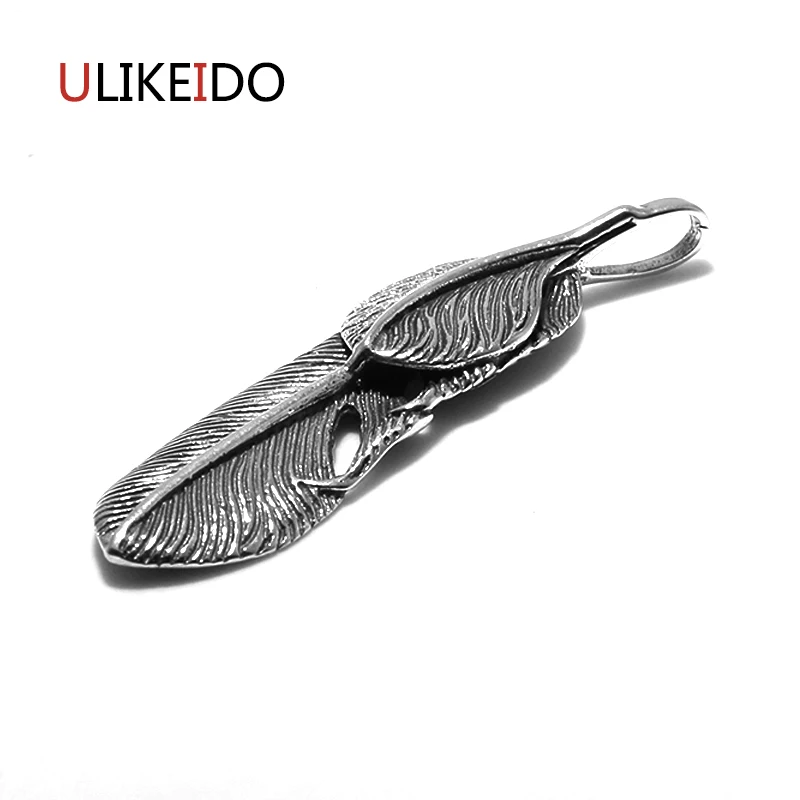 

S925 Sterling Silver Jewelry Goro Charms Indian Feathers Pendants Punk Thai Silver Necklace For Men And Women Creative Gift 032