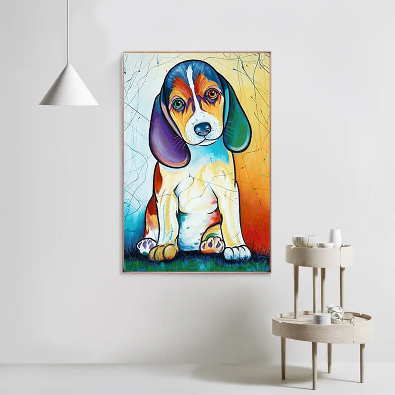 

Full Drill Diamond Embroidery Colored Beagle 5D DIY Diamond Painting Cross Stitch Multi-picture Home Decoration U2
