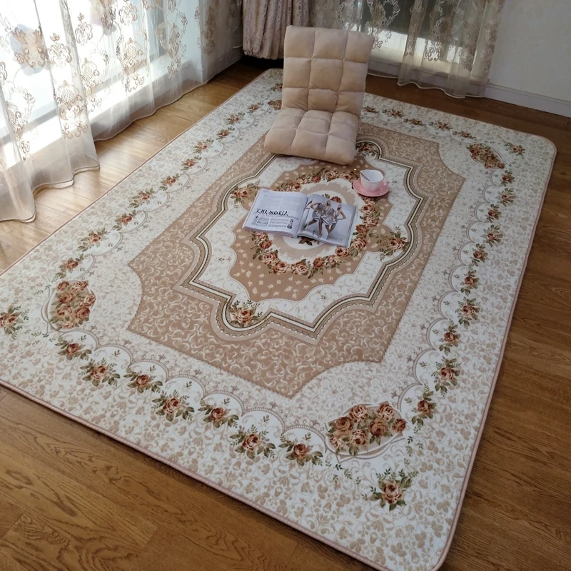 Honlaker 160x230CM Large European Rose Carpets for Living Room Decorative Tea Table Carpet Floor Rugs