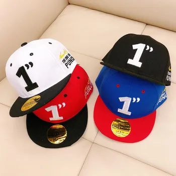 

Fashion Spring Summer Autumn Kids Number 1 Baseball Cap Hats Photography Props Kid Hat Flat CapY M