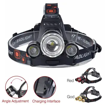 

22000 LM T6 +XPE 3x LED Zoom Headlamp Waterproof 18650 Battery Elastic Headband Lamp 3 Colors For Outdoor Camping Hiking A609