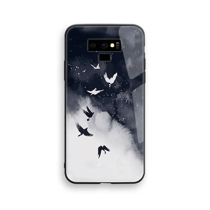 Painted Glass Case For Samsung galaxy note 9 Case Tempered Glass Silicon Protective Cover Cases For Samsung note 8 s9 s8 plus (12)