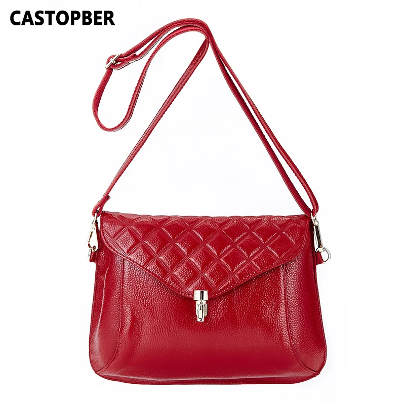 

Women Plaid Bags European American Genuine Leather Cowhide Saddle Bag Women's Crossbody Handbags Messenger Fashion High Quality