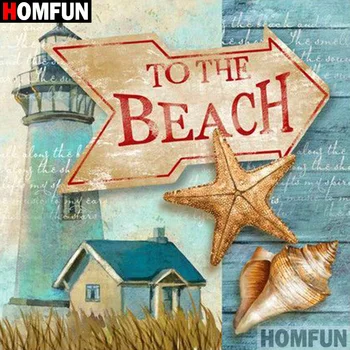 

HOMFUN Full Square/Round Drill 5D DIY Diamond Painting "Starfish text"3D Diamond Embroidery Cross Stitch Home Decor A20083