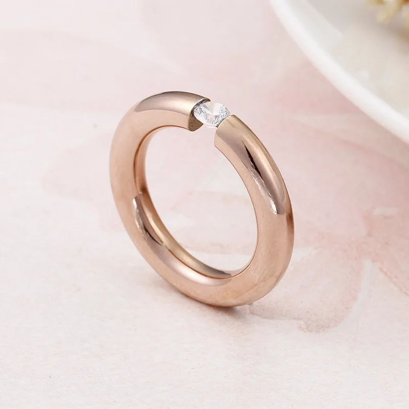 Горячая Распродажа, титановое кольцо из нержавеющей стали, круглая форма, AAA CZ Кристалл, обручальные кольца для женщин, романтическое ювелирное изделие, подарок